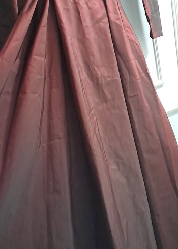 Bordo Uzun Kollu Vintage Uzun Abiye Elbise - Görsel 3