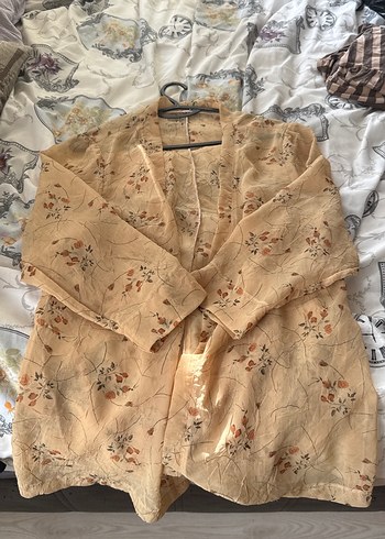 Diğer Uzun, ince askılı bej vintage kadın sabahlık