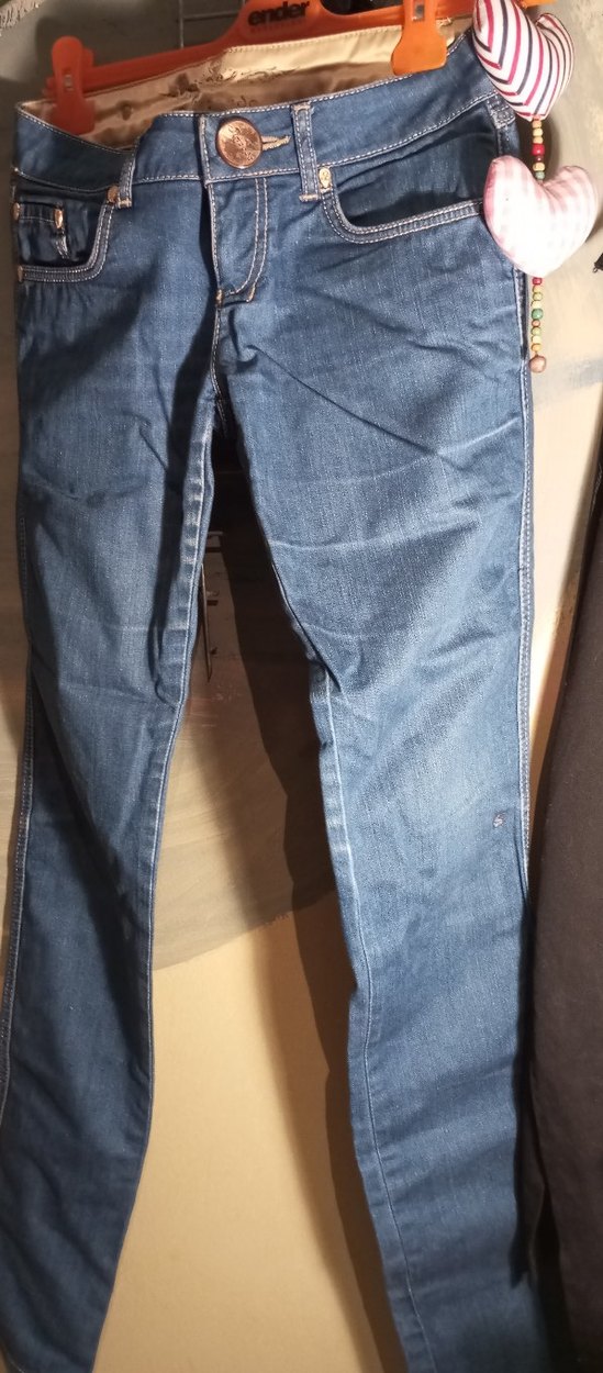 Kadın Mavi Parlak Denim Fermuarlı Dar Pantolon - Görsel 5