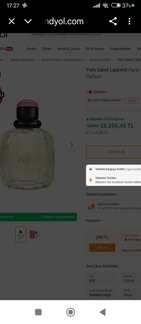 ORjinal   Yves Saint Laurent Paris Edt 125ml Kadın Parfümü - Görsel 2