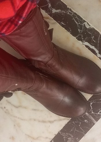 Kahverengi  hakiki Deri Kadın  Bot - Görsel 4