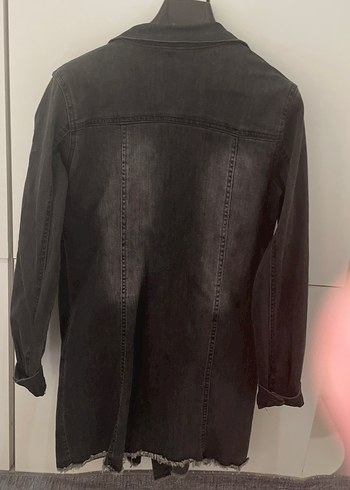 m Beden siyah Renk Siyah Düğmeli Midi Kadın Denim Ceket