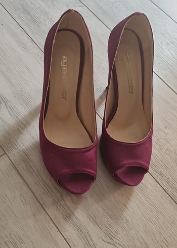 Ayakkabı dünyası Bordo Yüksek Topuklu Saten Kadın Ayakkabı