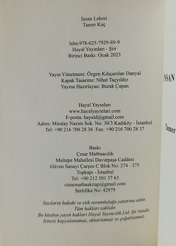 İNSAN LEKESİ ŞİİR KİTABI "TAMER KAÇ" - Görsel 3