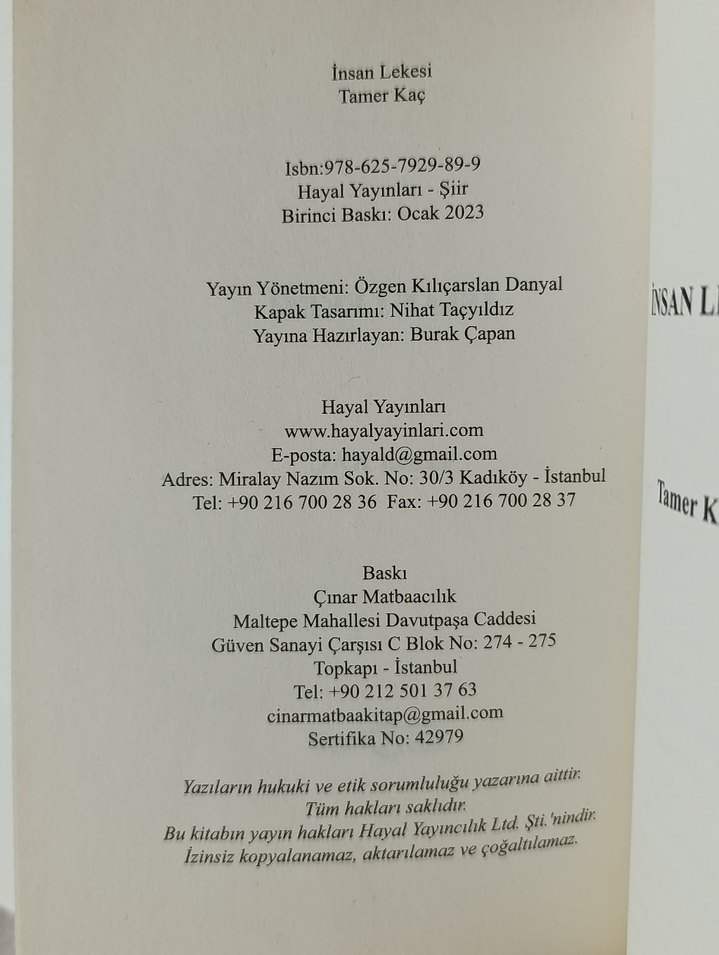 İNSAN LEKESİ ŞİİR KİTABI "TAMER KAÇ" - Görsel 3