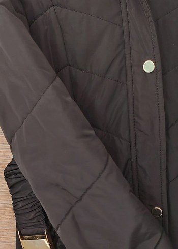 Siyah Uzun Kürklü Kadın Kışlık Mont - Görsel 6