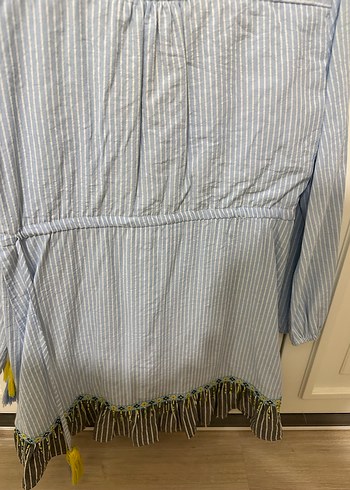 Mavi Nakışlı Bohem Hamile Bluzu-Twist - Görsel 4