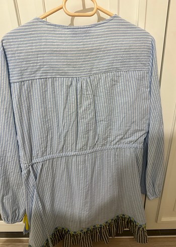 Mavi Nakışlı Bohem Hamile Bluzu-Twist - Görsel 3