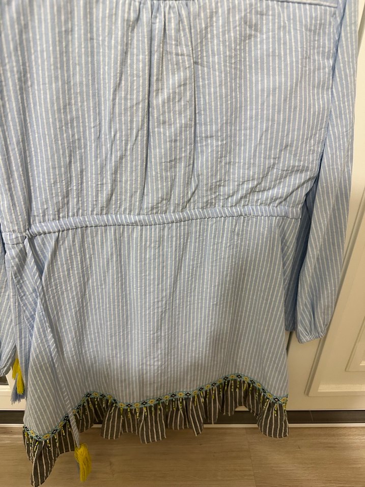 Mavi Nakışlı Bohem Hamile Bluzu-Twist - Görsel 4