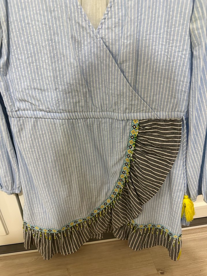 Mavi Nakışlı Bohem Hamile Bluzu-Twist - Görsel 2