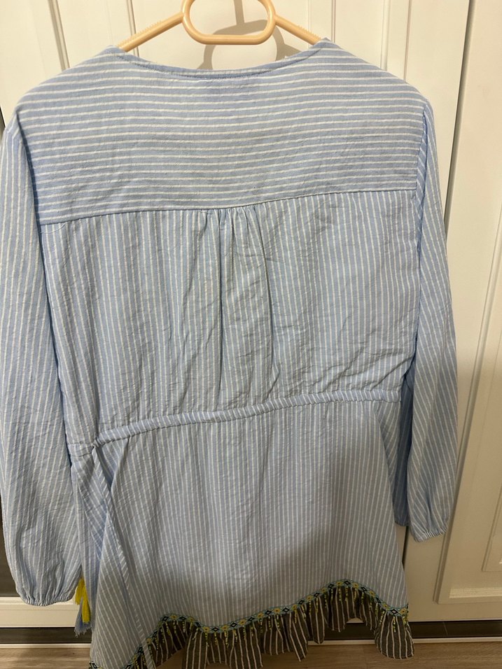 Mavi Nakışlı Bohem Hamile Bluzu-Twist - Görsel 3