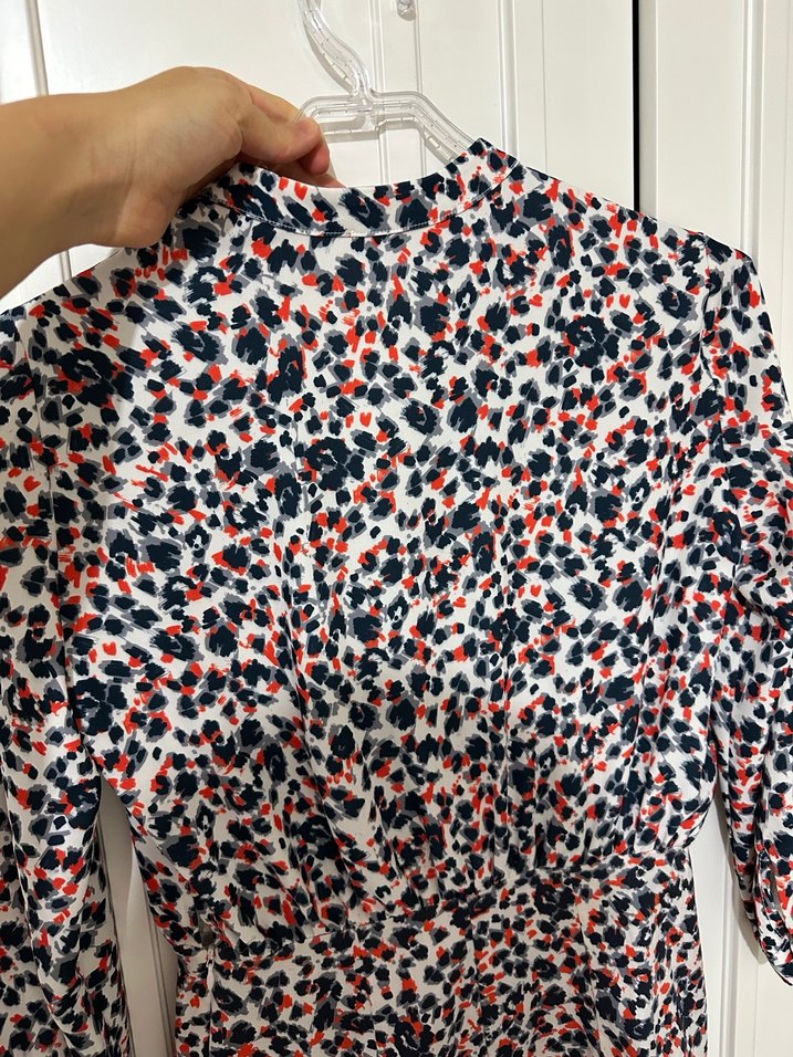 Uzun Kol V Yakalı Renkli Bağlama Desenli Elbise-ADL - Görsel 5