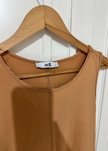 Bej Midi Kolsuz Rahat Kesim Elbise-ADL - Görsel 3