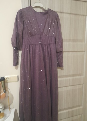 Mor Parlak simli abiye - Görsel 4