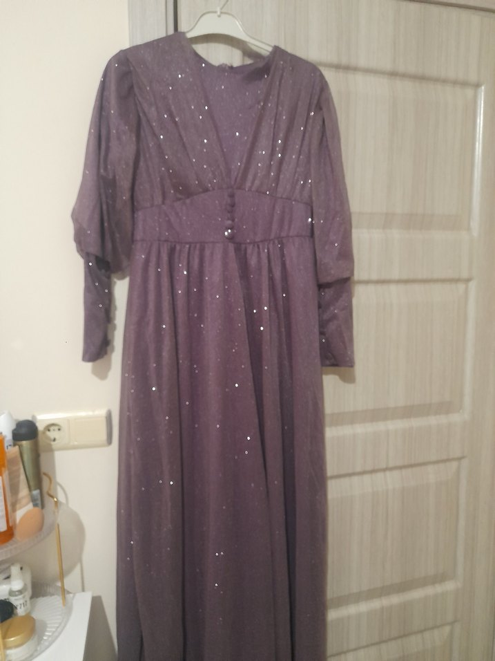 Mor Parlak simli abiye - Görsel 4