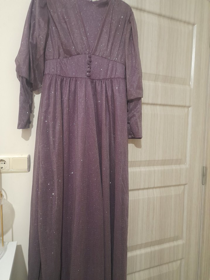 Mor Parlak simli abiye - Görsel 3