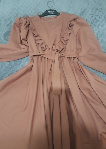 gül kurusu fırfırlı tunik - Görsel 4