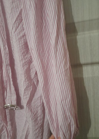 Pembe Çizgili Pamuklu Kadın tunik - Görsel 3