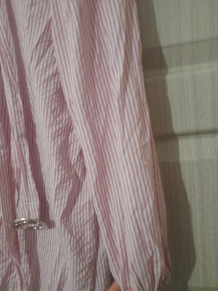 Pembe Çizgili Pamuklu Kadın tunik - Görsel 3