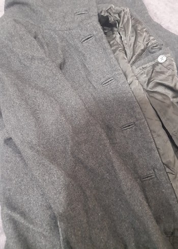 Gri Kemerli Yüksek Yakalı Kadın Kaban - Görsel 2