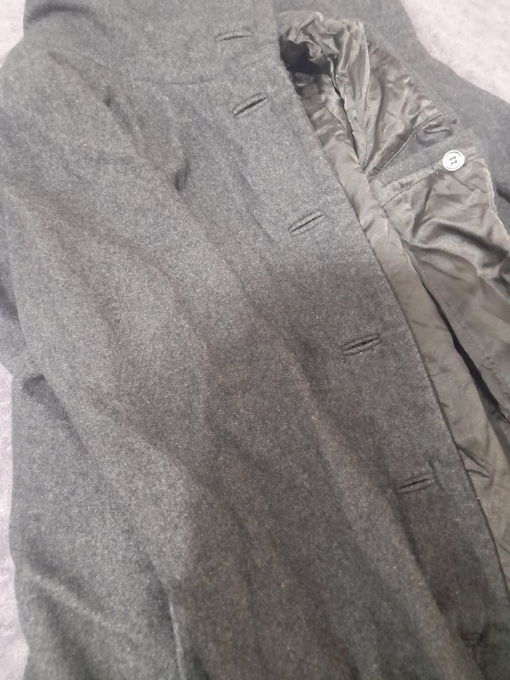 Gri Kemerli Yüksek Yakalı Kadın Kaban - Görsel 2