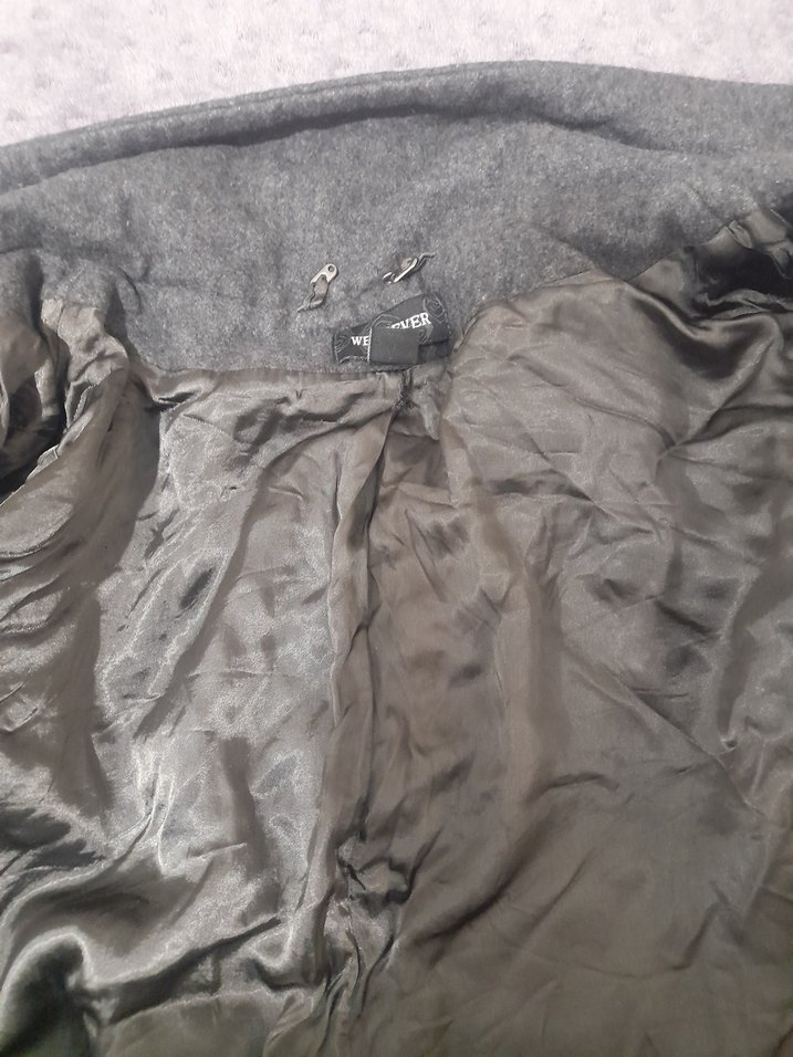 Gri Kemerli Yüksek Yakalı Kadın Kaban - Görsel 3