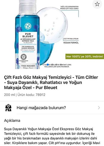 Pur Bleuet Çift Fazlı Göz Makyaj Temizleyici 100 ml