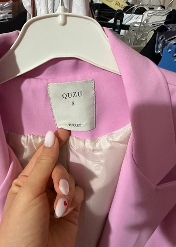 s Beden pembe Renk Quzu marka Pembe Kadın Blazer Ceket