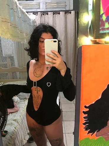 Shein taşlı dekolteli bodysuit bluz