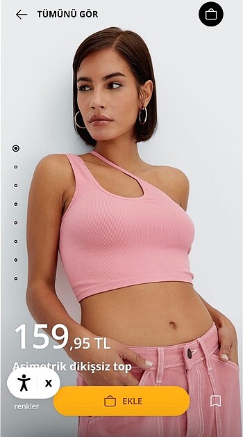 l Beden pembe Renk Stradivarius askılı crop