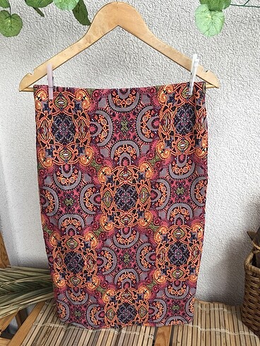 Koton renkli damask desen kalem etek