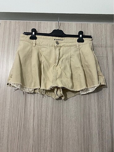 Trendyol Bej Kot Şort Etek