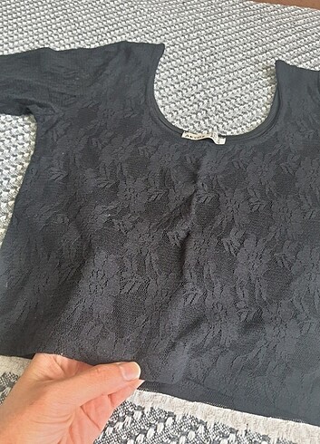 s Beden siyah Renk Siyah Dantelli Crop