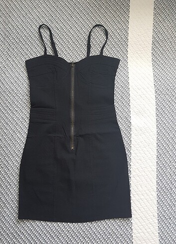 Siyah Mini Fermuarlı Elbise