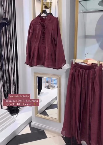 Bordo Bohem Uzun Kollu Keten Bluz