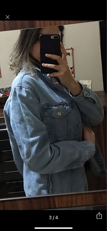 s Beden Mavi kot ceket oversize