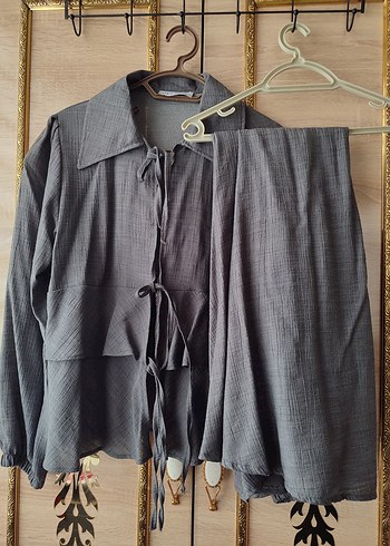 Gri Kadın Uzun Keten Elbise - Görsel 3