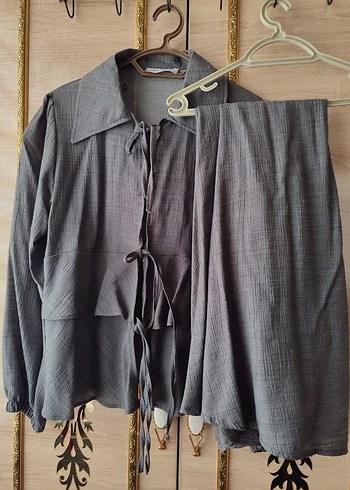 Gri Kadın Uzun Keten Elbise - Görsel 4