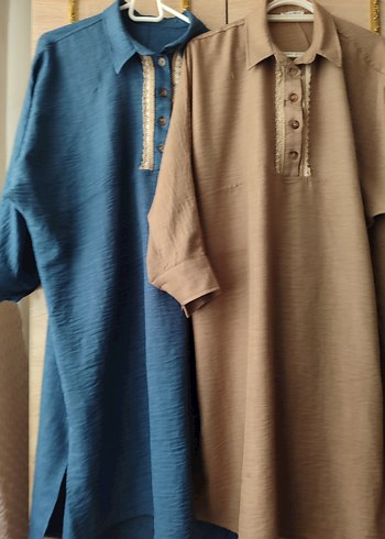 Düğmeli Nakışlı Uzun Keten Elbise - Görsel 2