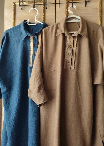 Düğmeli Nakışlı Uzun Keten Elbise - Görsel 4