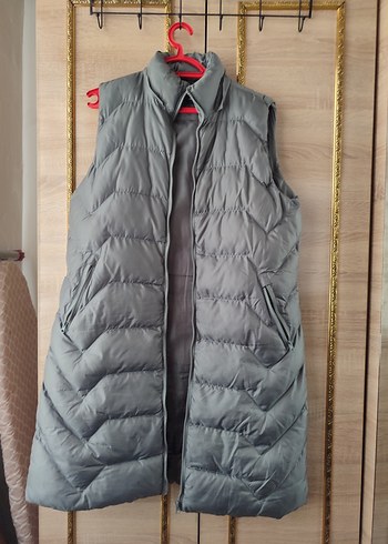 Gri Uzun Kollu Yelek, Yüksek Yakalı, Pilili - Görsel 2