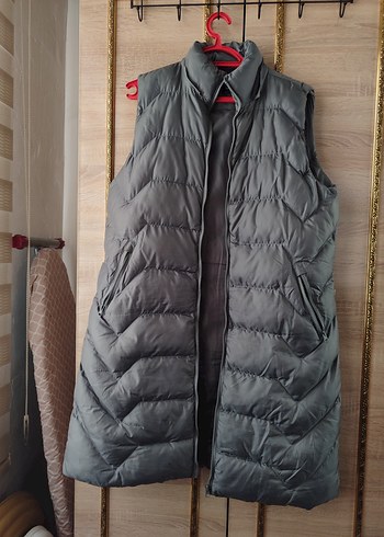 Gri Uzun Kollu Yelek, Yüksek Yakalı, Pilili - Görsel 3