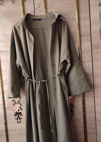 Kadın Bej Uzun Kemerli Elbise - Görsel 2