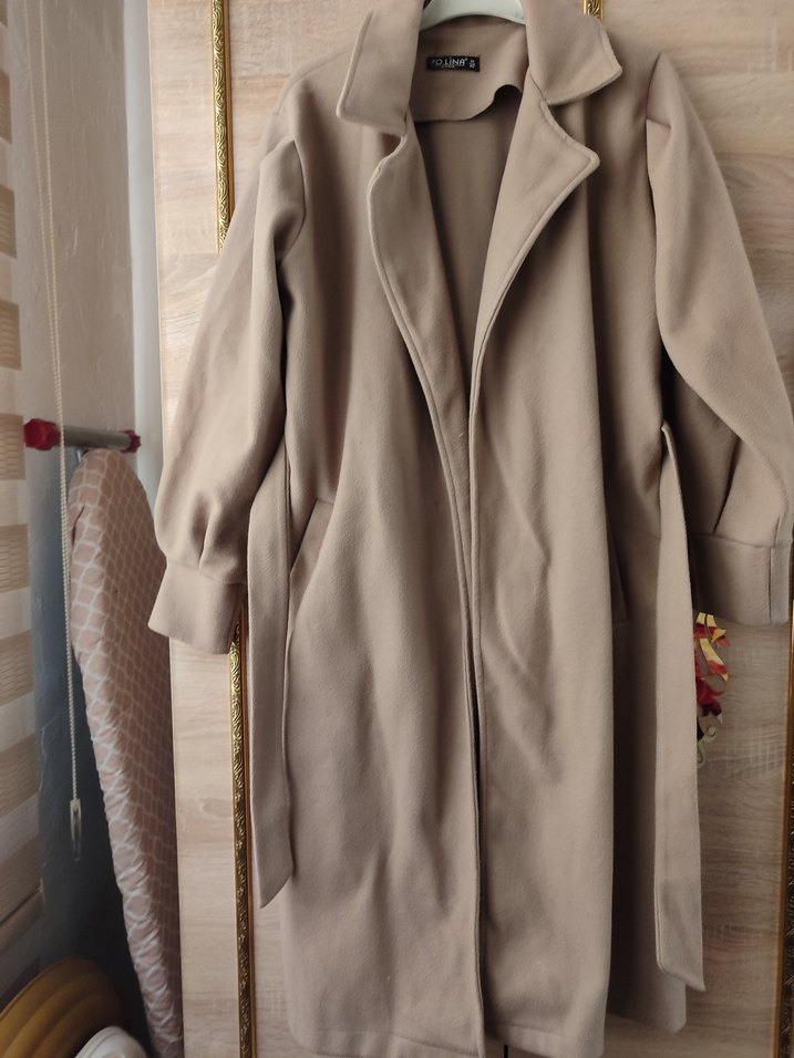 Bej Uzun Kadın Trençkot - Görsel 2