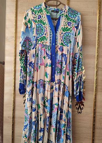 Bohem Çok Renkli Uzun Piliseli Elbise - Görsel 2