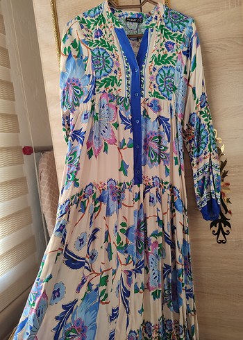 Bohem Çok Renkli Uzun Piliseli Elbise - Görsel 3