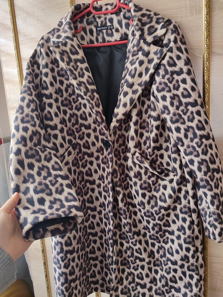 Leopar Desenli Uzun Kadın Palto - Görsel 2