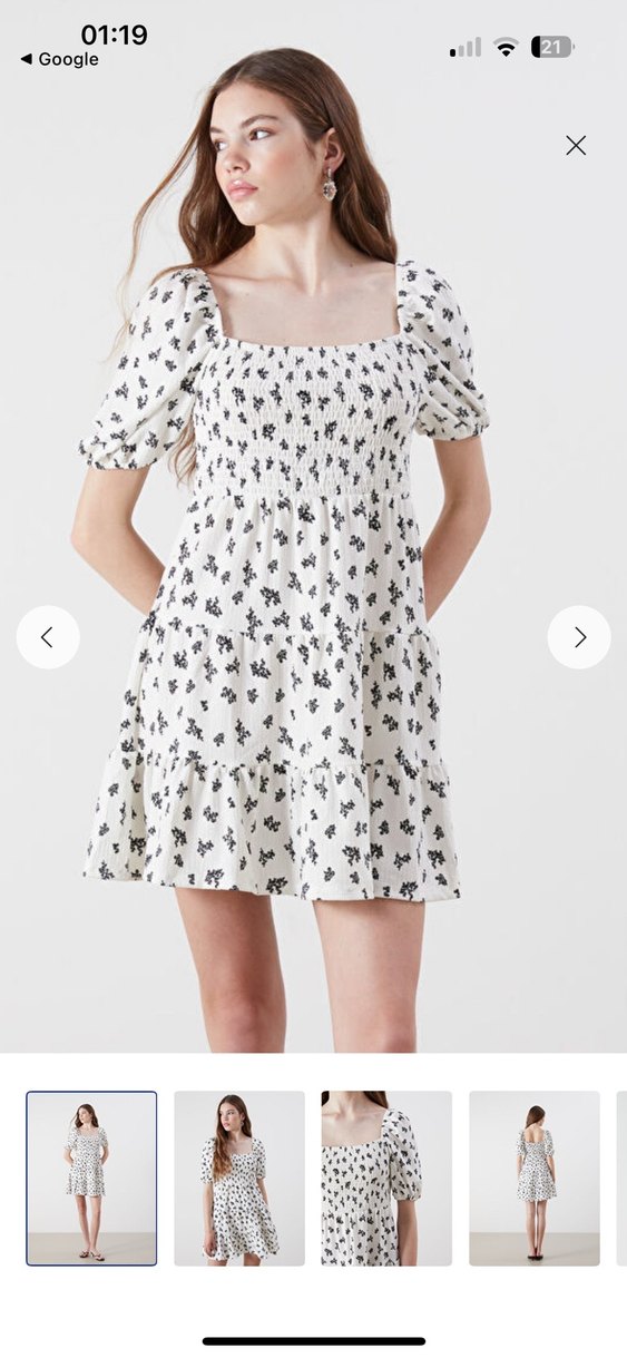 Gri Desenli Mini Kadın Elbise - Görsel 4