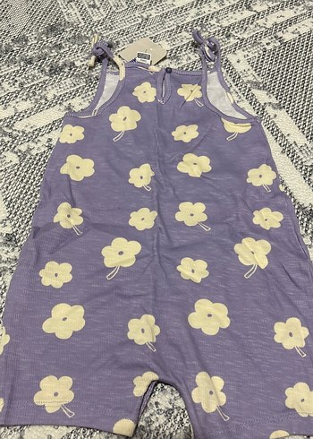 Mor Çiçek Desenli Örgü Bebek Tulum - Görsel 5