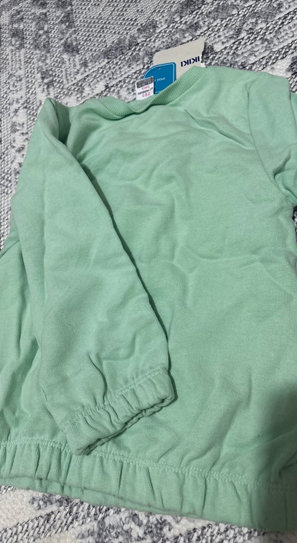 Kız Çocuk Yeşil Fırfırlı Sweatshirt - Görsel 3